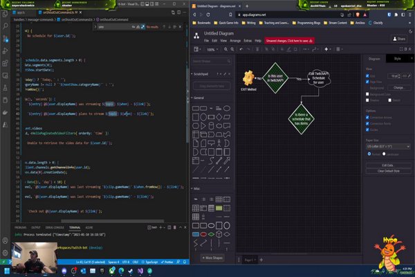 Updating and Coding the bots.  More live coding with a Termite.  #dotnet @Twitchlib @nodejs