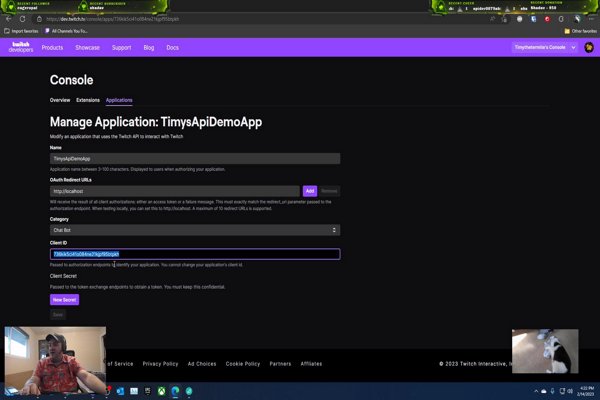 Coding a new Twitch API Application. #gettingstarted #twurple #nodejs
